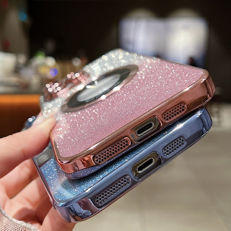 For iPhone 16 Gradient Glitter Electroplating MagSafe TPU Phone Case(Blue) - iPhone 16 Cases by buy2fix | Online Shopping UK | buy2fix