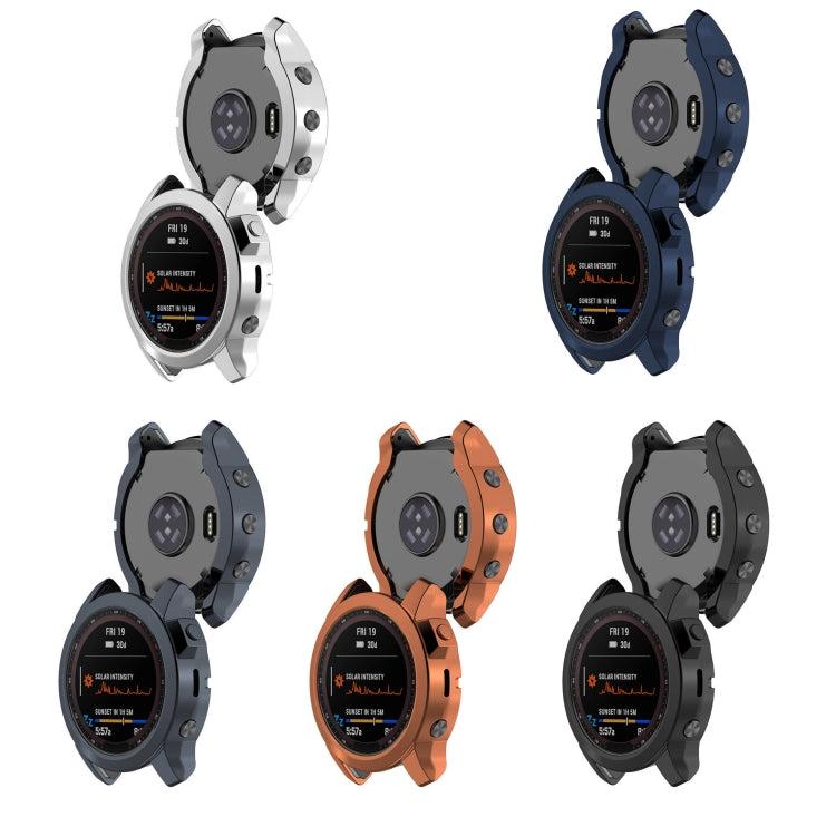 For Garmin Fenix 7 Pro Half Package Electroplated TPU Watch Protective Case(Grey) - Watch Cases by buy2fix | Online Shopping UK | buy2fix