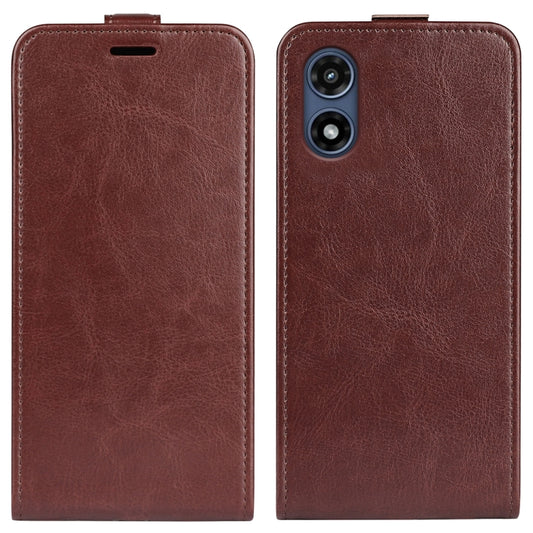 For Motorola Moto G Play 2024 R64 Texture Single Vertical Flip Leather Phone Case(Brown) - Motorola Cases by buy2fix | Online Shopping UK | buy2fix