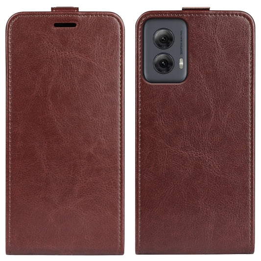 For Motorola Moto G Power 5G 2024 R64 Texture Single Vertical Flip Leather Phone Case(Brown) - Motorola Cases by buy2fix | Online Shopping UK | buy2fix