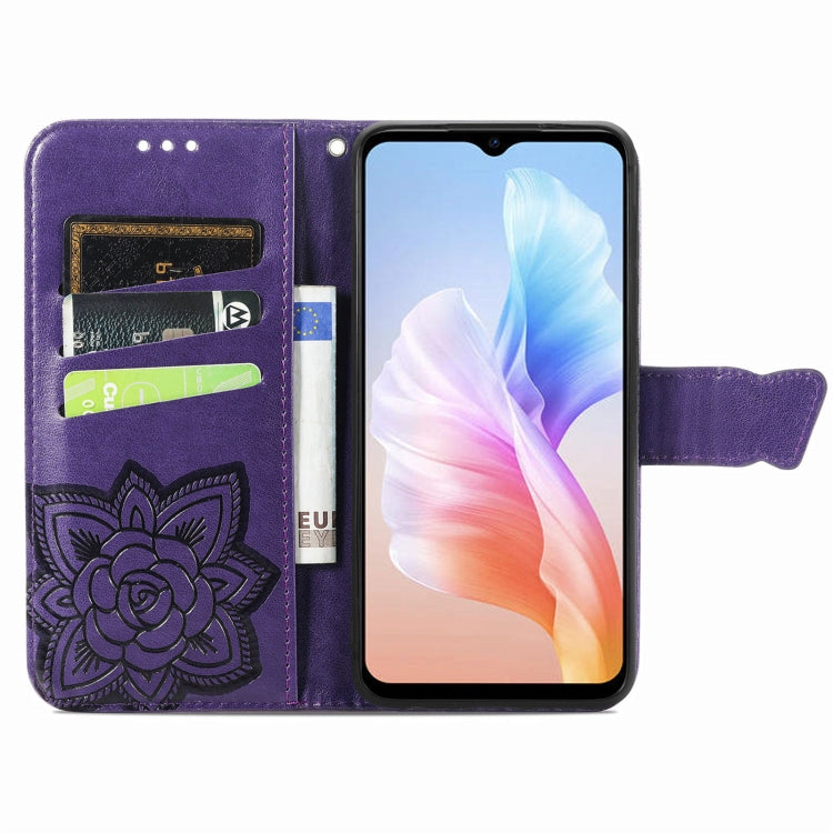 For DOOGEE X98 Pro / X98 Butterfly Love Flower Embossed Leather Phone Case(Dark Purple) - Doogee Cases by buy2fix | Online Shopping UK | buy2fix