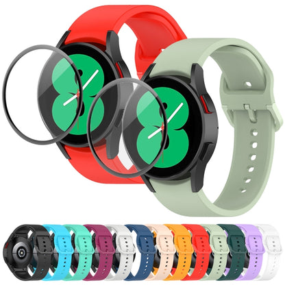 For Samsung Galaxy Watch5 Pro 45mm JUNSUNMAY Silicone Adjustable Strap + Full Coverage PMMA Screen Protector Kit(Light Green) - Watch Bands by JUNSUNMAY | Online Shopping UK | buy2fix