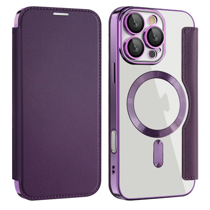 For iPhone 16 Pro Max Shield MagSafe RFID Anti-theft Leather Phone Case(Purple) - iPhone 16 Pro Max Cases by buy2fix | Online Shopping UK | buy2fix