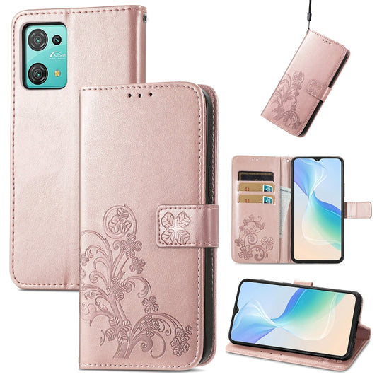 For Blackview Oscal C30 Pro Four-leaf Clasp Embossed Buckle Leather Phone Case(Rose Gold) - More Brand by buy2fix | Online Shopping UK | buy2fix