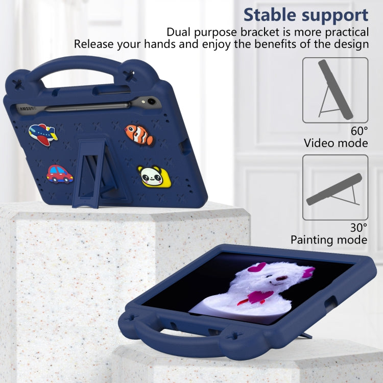 For Samsung Galaxy Tab S9 FE / X510N Handle Kickstand Children EVA Shockproof Tablet Case(Navy Blue) - Galaxy Tab S9 FE by buy2fix | Online Shopping UK | buy2fix