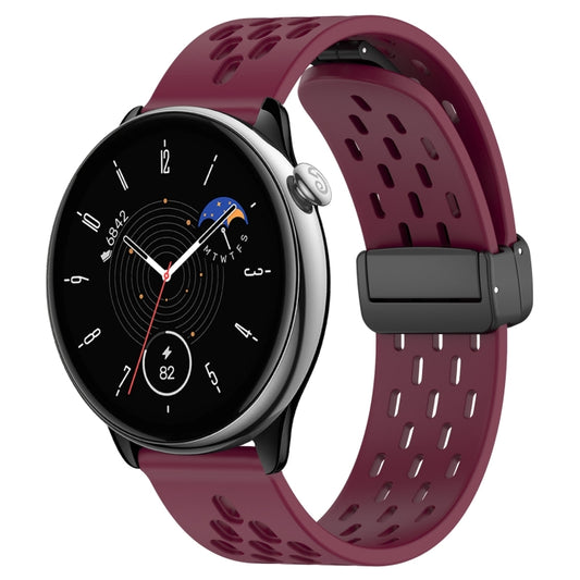 For Amazfit GTR Mini 20mm Folding Magnetic Clasp Silicone Watch Band(Burgundy) - Watch Bands by buy2fix | Online Shopping UK | buy2fix