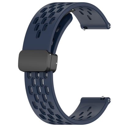 For Amazfit Bip3 20mm Folding Magnetic Clasp Silicone Watch Band(Midnight Blue) - Watch Bands by buy2fix | Online Shopping UK | buy2fix