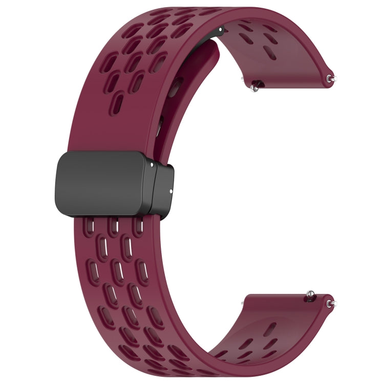 For Amazfit Bip 1S 20mm Folding Magnetic Clasp Silicone Watch Band(Burgundy) - Watch Bands by buy2fix | Online Shopping UK | buy2fix