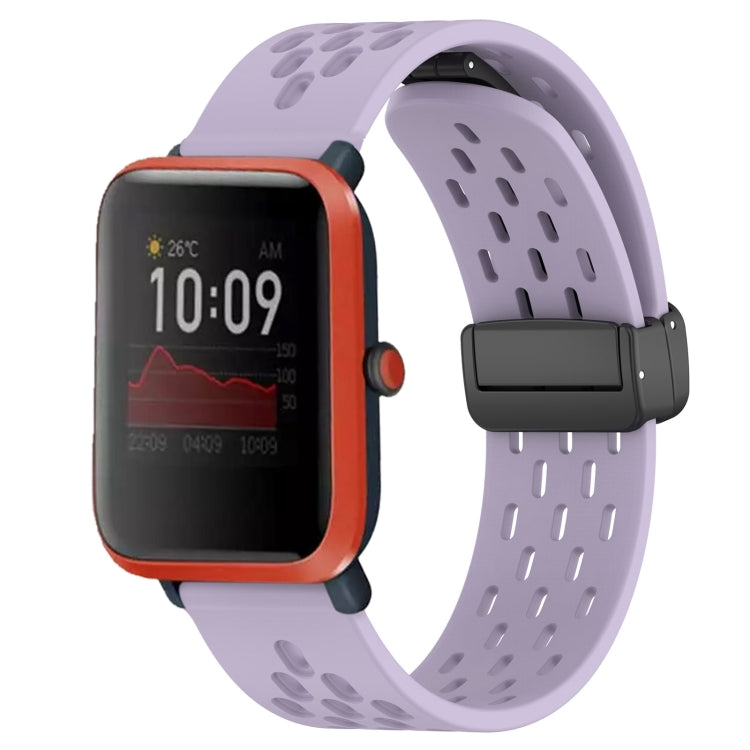 For Amazfit Bip 1S 20mm Folding Magnetic Clasp Silicone Watch Band(Purple) - Watch Bands by buy2fix | Online Shopping UK | buy2fix