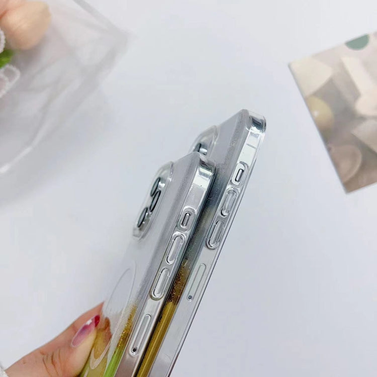 For iPhone 15 Pro MagSafe Gilding Hybrid Clear TPU Phone Case(Green) - iPhone 15 Pro Cases by buy2fix | Online Shopping UK | buy2fix