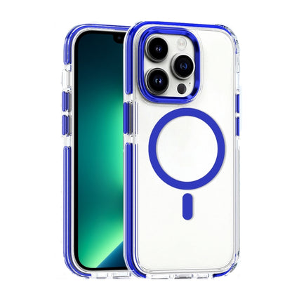 For iPhone 13 Pro Max Dual-color MagSafe TPU Hybrid Clear PC Shockproof Phone Case(Blue) - iPhone 13 Pro Max Cases by buy2fix | Online Shopping UK | buy2fix