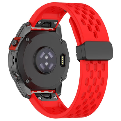 For Garmin Instinct 2x Quick Release Holes Magnetic Buckle Silicone Watch Band(Red) - Watch Bands by buy2fix | Online Shopping UK | buy2fix