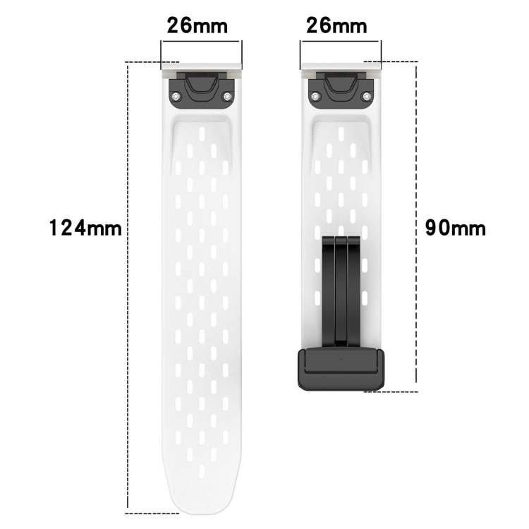 For Garmin Epix Pro 51mm Quick Release Holes Magnetic Buckle Silicone Watch Band(White) - Watch Bands by buy2fix | Online Shopping UK | buy2fix