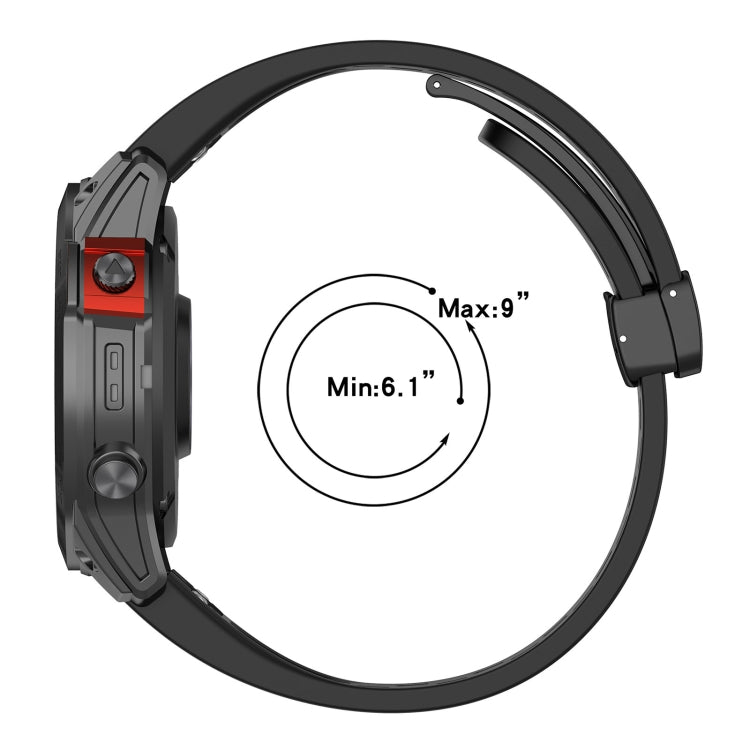 For Garmin Fenix 7X Pro Quick Release Holes Magnetic Buckle Silicone Watch Band(Black) - Watch Bands by buy2fix | Online Shopping UK | buy2fix