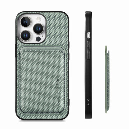 For iPhone 16 Pro Max Carbon Fiber Leather Card Magsafe Phone Case(Green) - iPhone 16 Pro Max Cases by buy2fix | Online Shopping UK | buy2fix