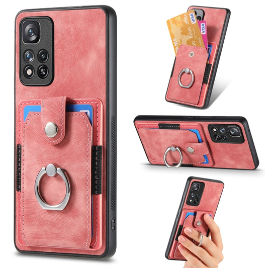 For Xiaomi Redmi Note 11 Pro+ Retro Skin-feel Ring Card Wallet Phone Case(Pink) - Xiaomi Cases by buy2fix | Online Shopping UK | buy2fix