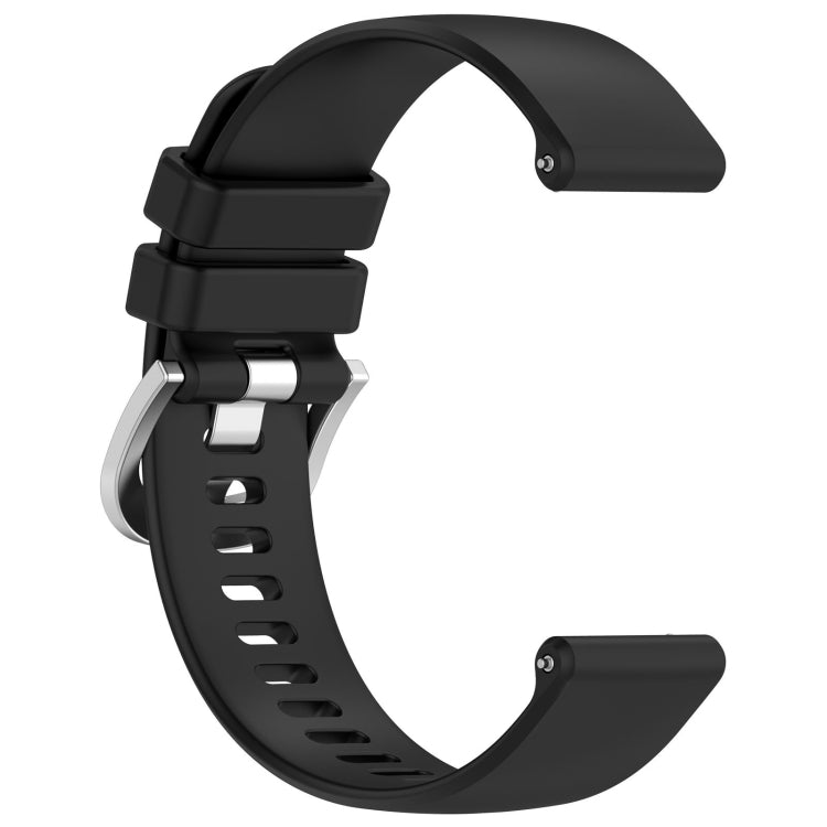 For Garmin Vivomove3 / Garminmove3 Liquid Glossy Silver Buckle Silicone Watch Band(Black) - Watch Bands by buy2fix | Online Shopping UK | buy2fix