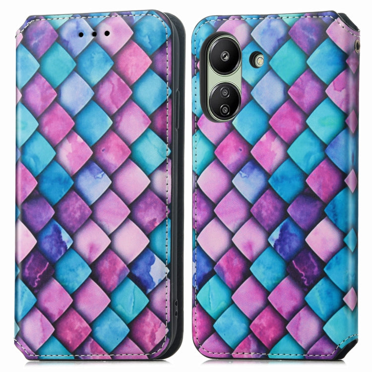 For Xiaomi Redmi 13C CaseNeo Colorful Magnetic Leather Phone Case(Purple Scales) - 13C Cases by buy2fix | Online Shopping UK | buy2fix