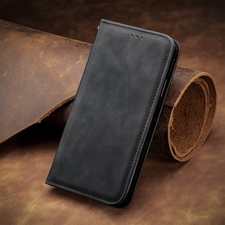 For Xiaomi Redmi Note 12 4G Retro Skin Feel Magnetic Flip Leather Phone Case(Black) - Xiaomi Cases by buy2fix | Online Shopping UK | buy2fix