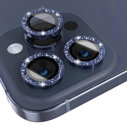 For iPhone 15 Pro / 15 Pro Max NORTHJO Camera Lens Protector Tempered Glass Bling Glitter Metal Ring Film(Blue) - iPhone 15 Pro Tempered Glass by NORTHJO | Online Shopping UK | buy2fix