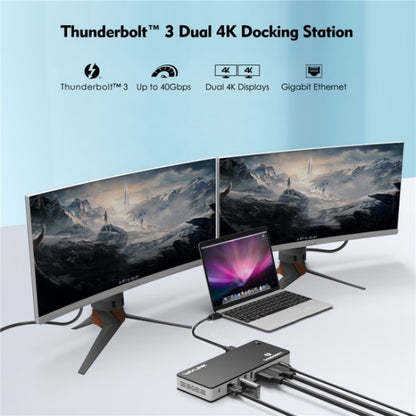 WAVLINK UTD21H 11 in 1 4K Dual DisplayPort Hub Converter Thunderbolt 3 Docking Station, Plug:AU Plug - USB HUB by WAVLINK | Online Shopping UK | buy2fix