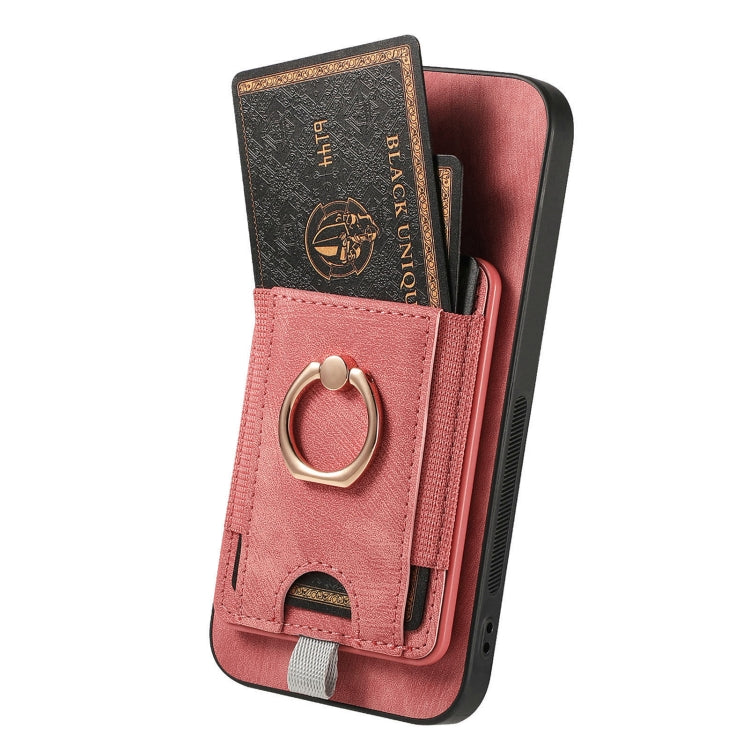 For Samsung Galaxy S25 5G Retro Splitable Magnetic Card Bag Leather Phone Case(Pink) - Galaxy Phone Cases by buy2fix | Online Shopping UK | buy2fix