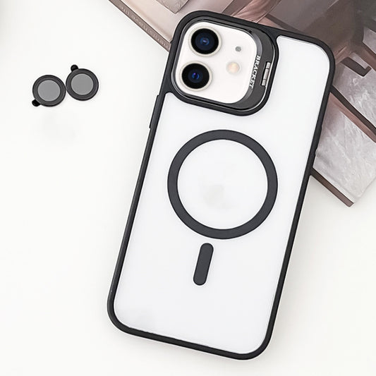 For iPhone 11 MagSafe Acrylic Hybrid TPU Holder Phone Case with Lens film(Black) - iPhone 11 Cases by buy2fix | Online Shopping UK | buy2fix