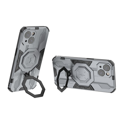 For iPhone 15 MagSafe Supersonic Armor Holder PC Hybrid TPU Phone Case(Grey) - iPhone 15 Cases by buy2fix | Online Shopping UK | buy2fix