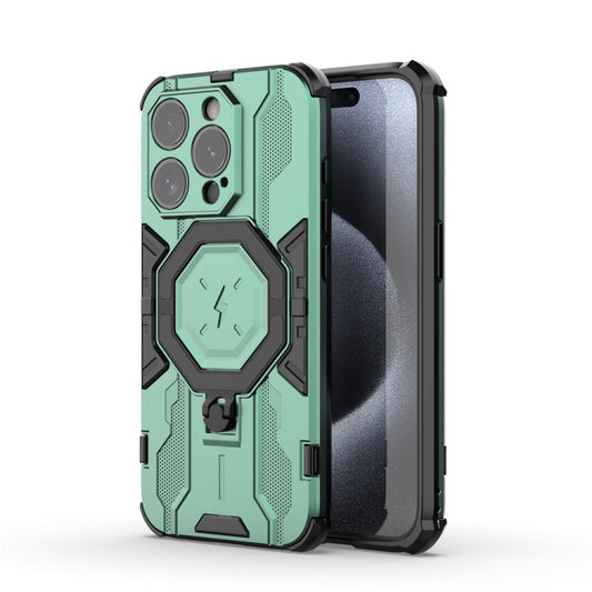 For iPhone 15 Pro MagSafe Supersonic Armor Holder PC Hybrid TPU Phone Case(Green) - iPhone 15 Pro Cases by buy2fix | Online Shopping UK | buy2fix