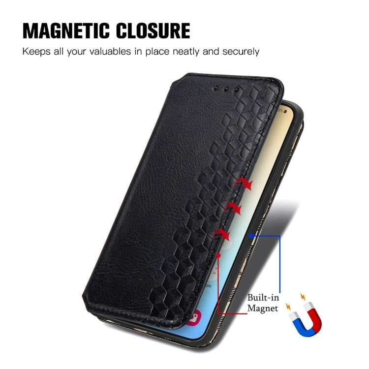 For Samsung Galaxy S25+ 5G Cubic Grid Pressed Magnetic Leather Phone Case(Black) - Galaxy S25+ 5G Cases by buy2fix | Online Shopping UK | buy2fix