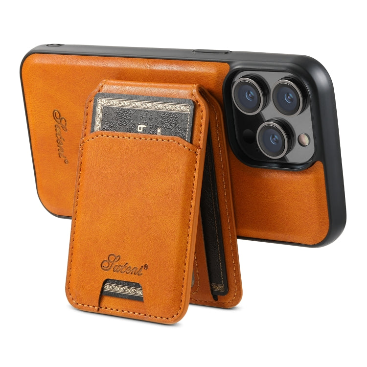 For iPhone 13 Pro Max Suteni H15 MagSafe Oil Eax Leather Detachable Wallet Back Phone Case(Khaki) - iPhone 13 Pro Max Cases by Suteni | Online Shopping UK | buy2fix