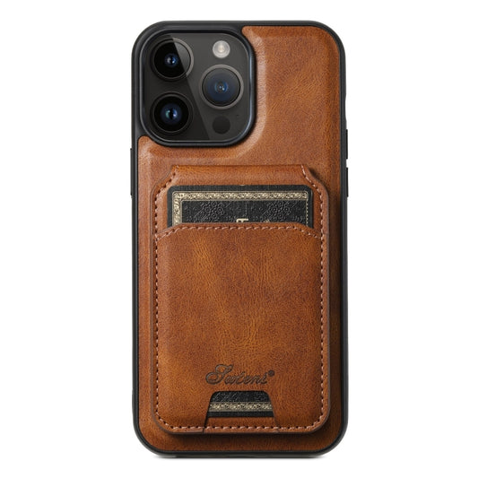 For iPhone 12 Pro Max Suteni H15 MagSafe Oil Eax Leather Detachable Wallet Back Phone Case(Brown) - iPhone 12 Pro Max Cases by Suteni | Online Shopping UK | buy2fix