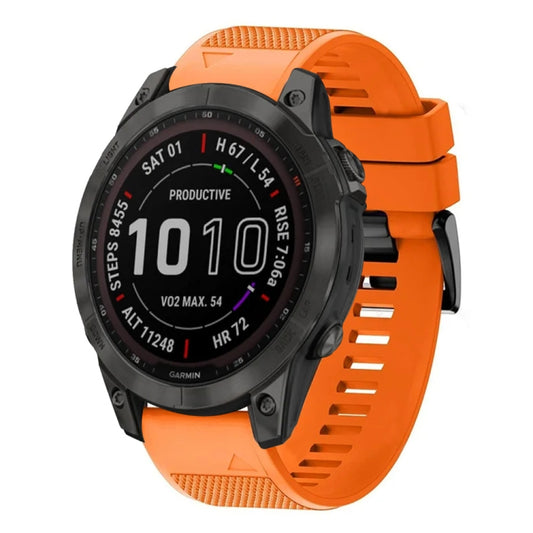 For Garmin Fenix 7 Sapphire Solar 22mm Quick Release Silicone Watch Band(Orange) - Watch Bands by buy2fix | Online Shopping UK | buy2fix