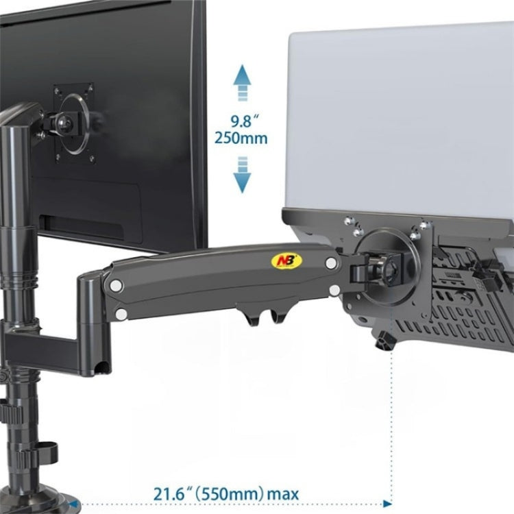 NORTH BAYOU NB H180 FP-2 Laptop Gas Spring Full Motion Dual Arm Clamp 22 - 32 inch LCD TV Monitor Desk Holder - Laptop Stand by buy2fix | Online Shopping UK | buy2fix