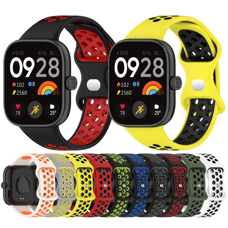 For Redmi Watch 4 Dual Color Perforated Silicone Watch Band(Black Gray) - Watch Bands by buy2fix | Online Shopping UK | buy2fix