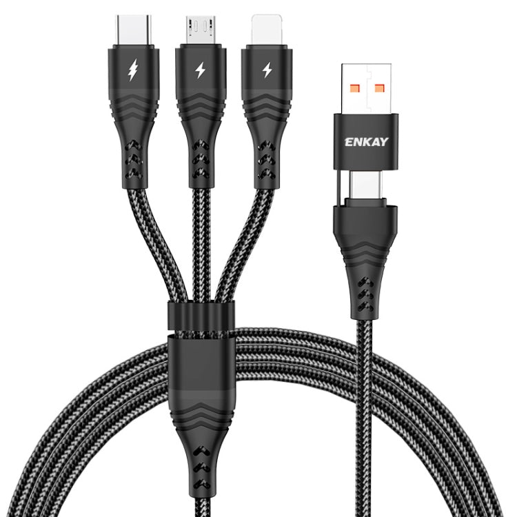 ENKAY 6-in-1 5A USB / Type-C to Type-C / 8 Pin / Micro USB Multifunction Fast Charging Cable, Cable Length:2m(Black) - Multifunction Cable by ENKAY | Online Shopping UK | buy2fix