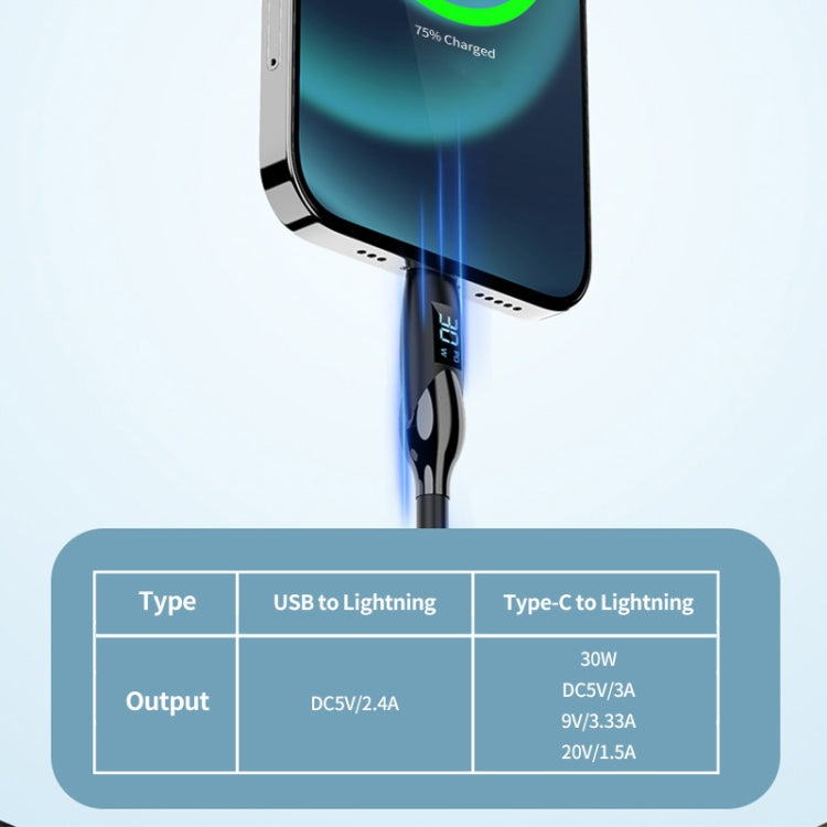 ENKAY PD30W Type-C to 8 Pin Fast Charging Data Silicone Cable with LED Display, Length:1m(Black) - 2 in 1 Cable by ENKAY | Online Shopping UK | buy2fix