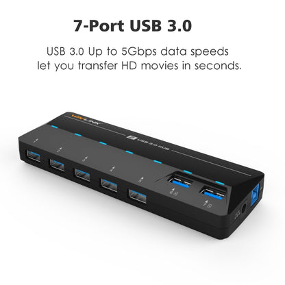 WAVLINK WL-UH3073D USB3.0 HUB Adapter 7-Port Docking Station with Individual Switch(UK Plug) - USB 3.0 HUB by WAVLINK | Online Shopping UK | buy2fix