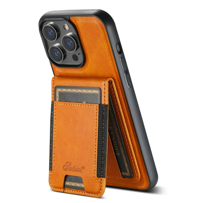 For iPhone 12 Pro Suteni H17 Oil Eax Leather MagSafe Detachable Wallet Phone Case(Khaki) - iPhone 12 / 12 Pro Cases by Suteni | Online Shopping UK | buy2fix