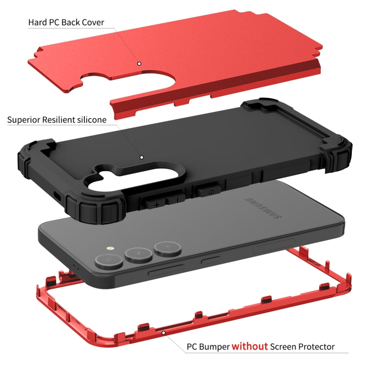 For Samsung Galaxy S24 5G 3 in 1 Silicone Hybrid PC Shockproof Phone Case(Red) - Galaxy S24 5G Cases by buy2fix | Online Shopping UK | buy2fix