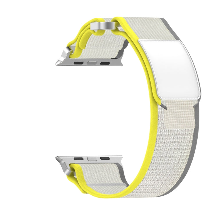 For Apple Watch Ultra 2 49mm Double Hook and Loop Faster Nylon Watch Band(Yellow + Beige) - Watch Bands by buy2fix | Online Shopping UK | buy2fix