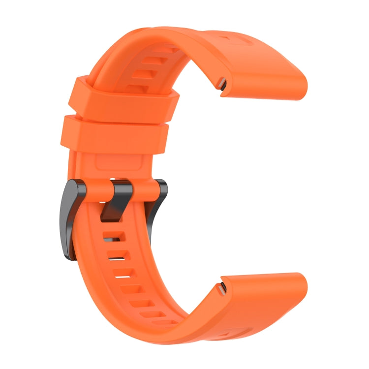 For Garmin Fenix 6 GPS Solid Color Black Buckle Silicone Quick Release Watch Band(Orange) - Watch Bands by buy2fix | Online Shopping UK | buy2fix