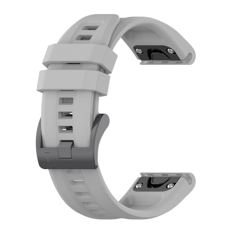 For Garmin Fenix 6 GPS Solid Color Black Buckle Silicone Quick Release Watch Band(Gray) - Watch Bands by buy2fix | Online Shopping UK | buy2fix