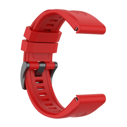 For Garmin Fenix 6 Pro GPS Solid Color Black Buckle Silicone Quick Release Watch Band(Red) - Watch Bands by buy2fix | Online Shopping UK | buy2fix