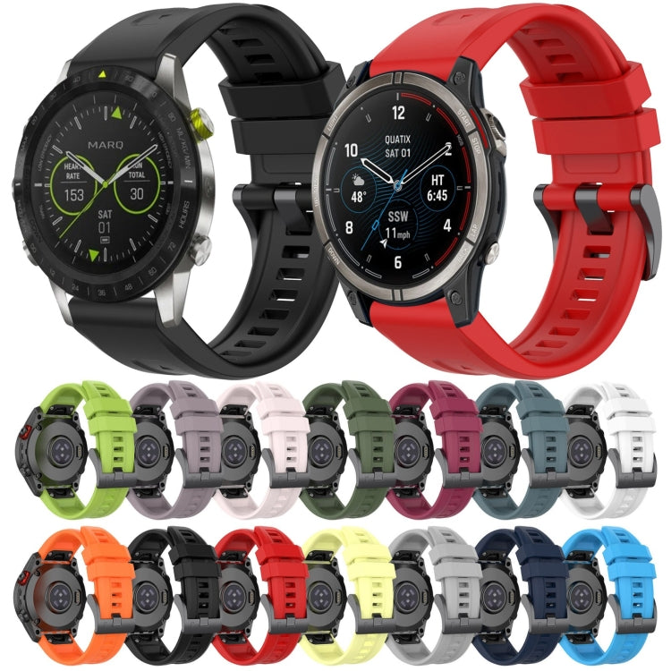 For Garmin Fenix 6 GPS Solid Color Black Buckle Silicone Quick Release Watch Band(Orange) - Watch Bands by buy2fix | Online Shopping UK | buy2fix