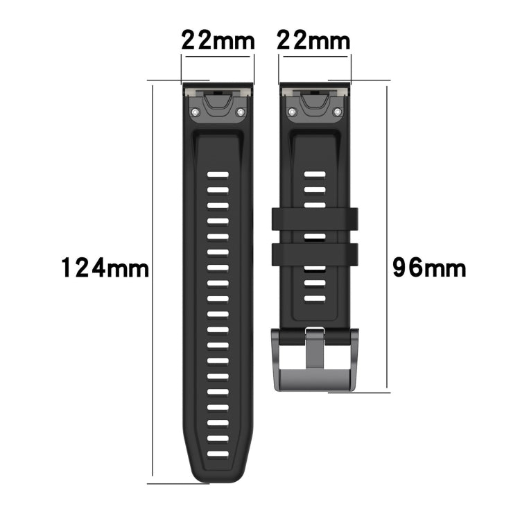 For Garmin Fenix 7 Solar / Sapphire Solar Solid Color Black Buckle Silicone Quick Release Watch Band(White) - Watch Bands by buy2fix | Online Shopping UK | buy2fix