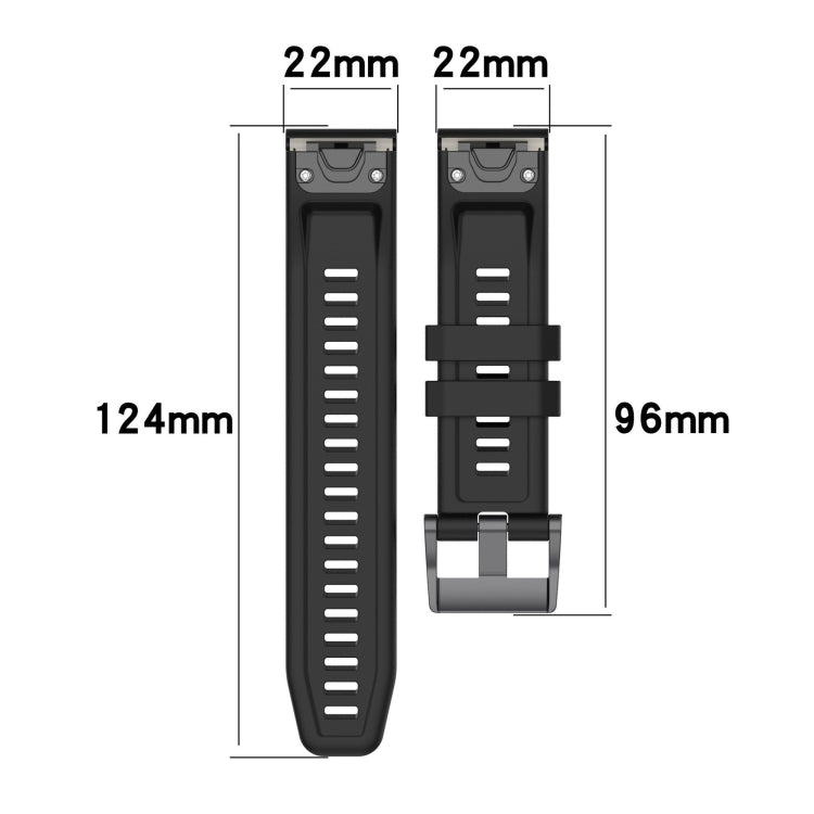 For Garmin Fenix 7 Pro Solid Color Black Buckle Silicone Quick Release Watch Band(Black) - Watch Bands by buy2fix | Online Shopping UK | buy2fix