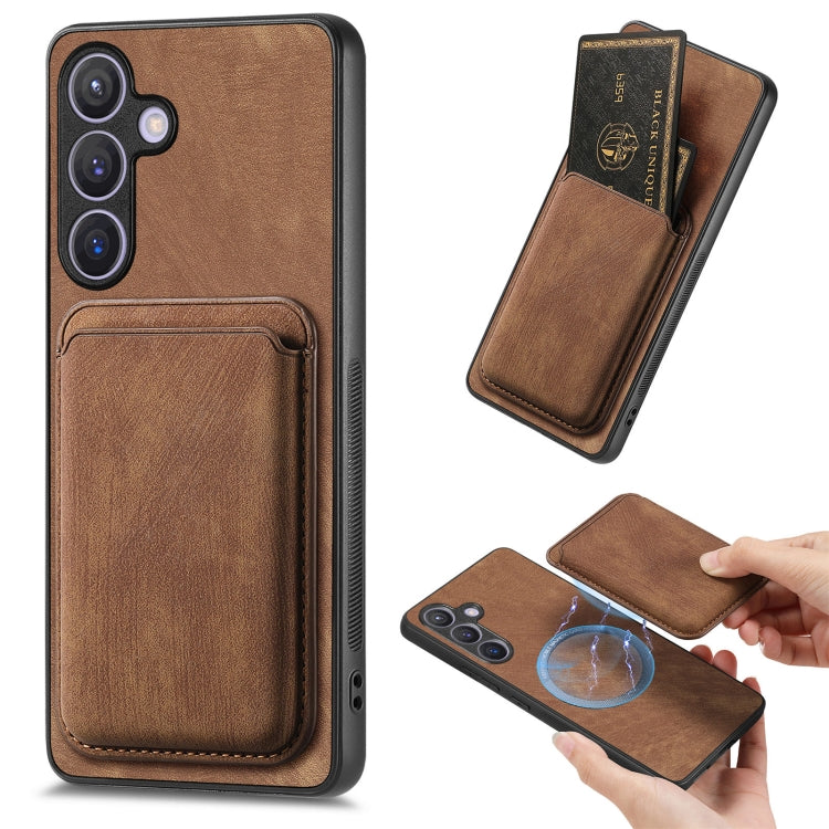 For Samsung Galaxy S24+ 5G Retro Leather Card Bag Magnetic Phone Case(Brown) - Galaxy S24+ 5G Cases by buy2fix | Online Shopping UK | buy2fix