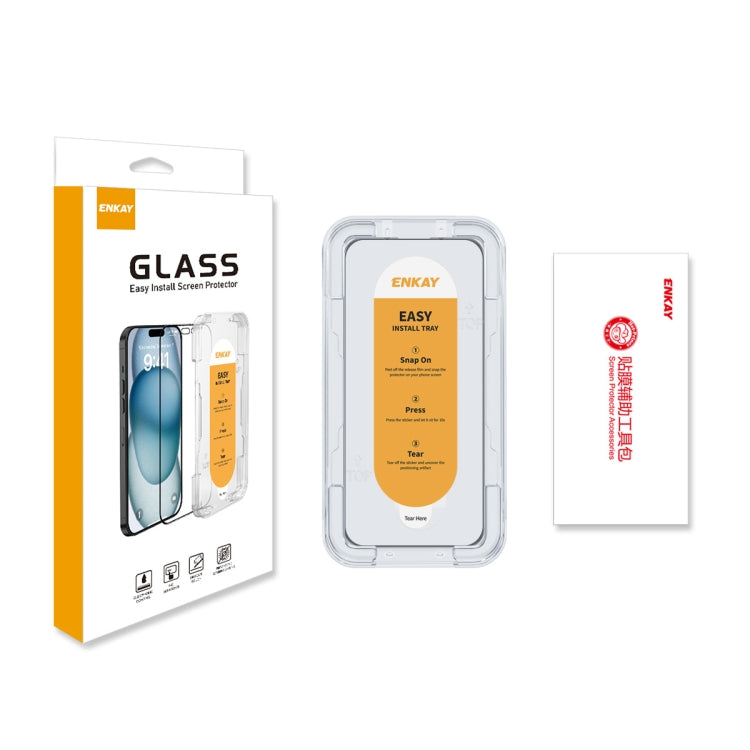 For iPhone 15 ENKAY Easy Install High Alumina Silicon Full Glass Film - iPhone 15 Tempered Glass by ENKAY | Online Shopping UK | buy2fix