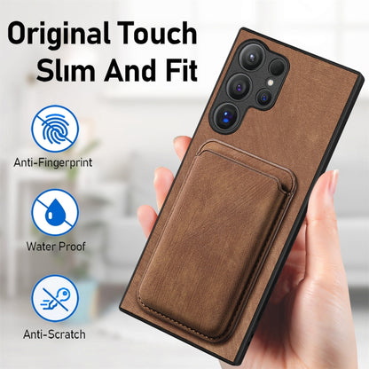 For Samsung Galaxy S25 Ultra 5G Retro Leather Card Bag Magnetic Phone Case(Brown) - Galaxy S25 Ultra 5G Cases by buy2fix | Online Shopping UK | buy2fix